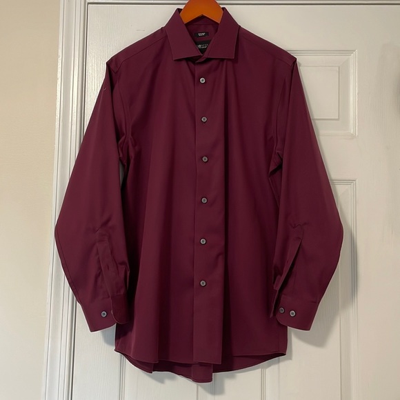 Kenneth Cole AWEARNESS Men's Shirt *** Size 16 32/33 Non-Iron Slim Fit Burgundy - Picture 1 of 7